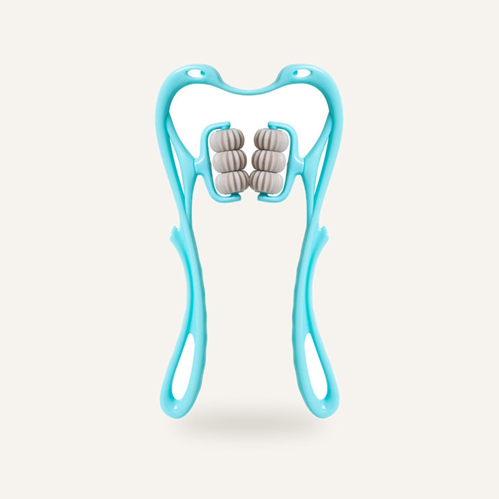 Masajeador de cuello manual de 6 rodillos Cervia en color azul