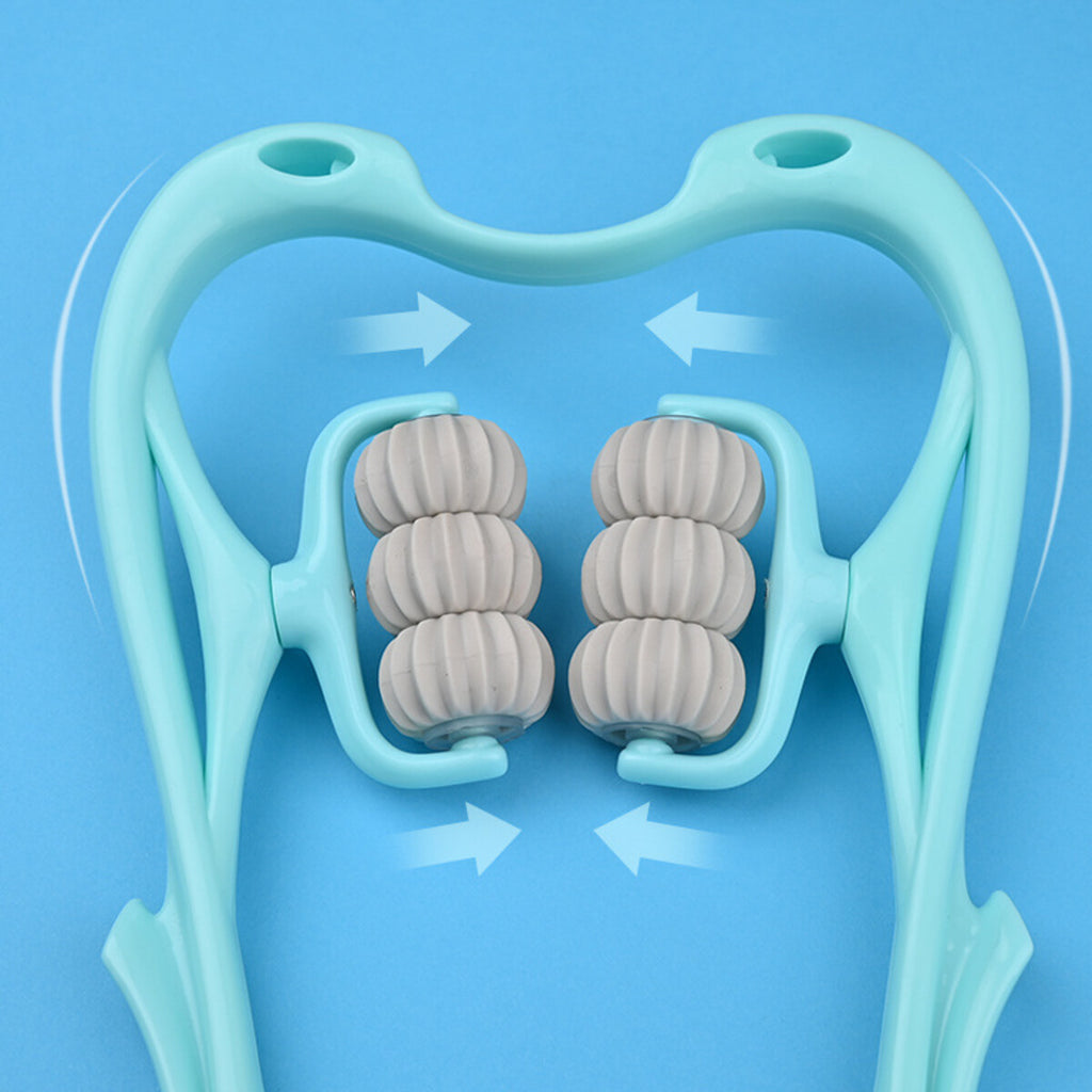Detalle de los 6 rodillos del masajeador de cuello manual